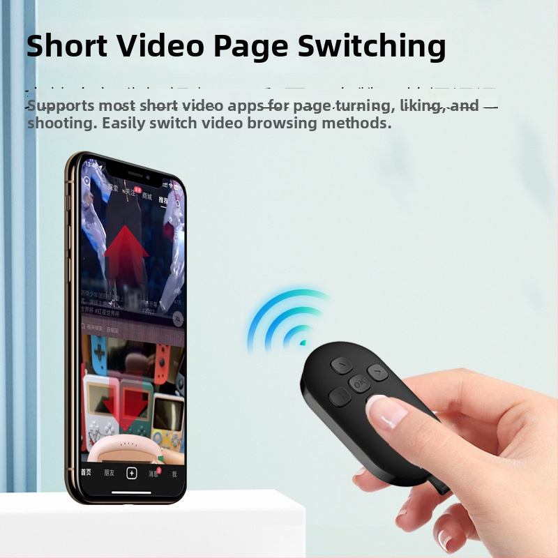 Bluetooth diaľkové ovládanie s posúvaním strán a selfie jedným tlačidlom — DY08, 200mAh, USB-C, dosah 15 m, matný ABS, kompatibilný s Android/iOS