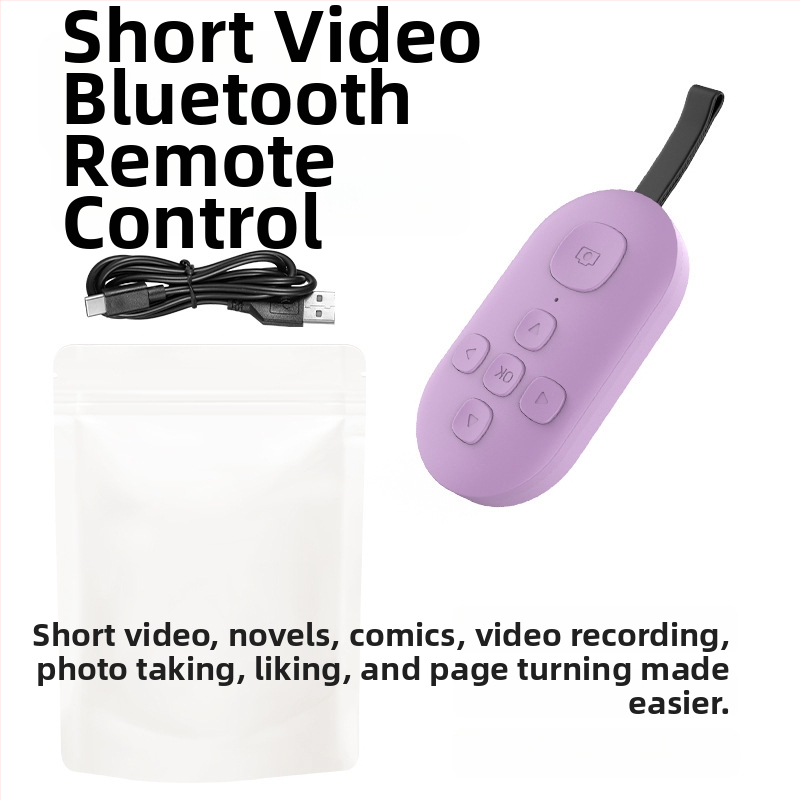 Bluetooth diaľkové ovládanie s posúvaním strán a selfie jedným tlačidlom — DY08, 200mAh, USB-C, dosah 15 m, matný ABS, kompatibilný s Android/iOS