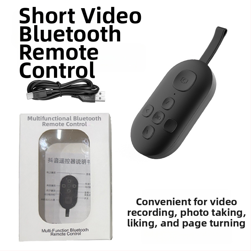 Bluetooth diaľkové ovládanie s posúvaním strán a selfie jedným tlačidlom — DY08, 200mAh, USB-C, dosah 15 m, matný ABS, kompatibilný s Android/iOS