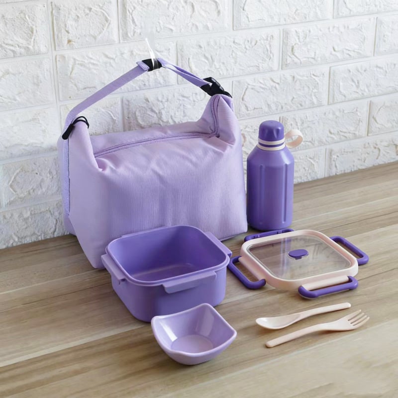 Σετ κουτιών γεύματος για ταξίδι — μινιμαλιστικός ορθογώνιος σχεδιασμός, χωρητικότητας 1–2L, υλικό πλαστικό + 304 ανοξείδωτος χάλυβας, κατάλληλο για φούρνο μικροκυμάτων