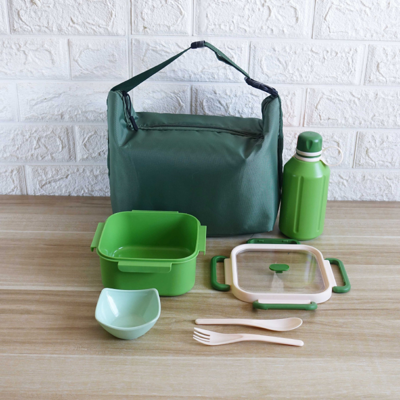 Σετ κουτιών γεύματος για ταξίδι — μινιμαλιστικός ορθογώνιος σχεδιασμός, χωρητικότητας 1–2L, υλικό πλαστικό + 304 ανοξείδωτος χάλυβας, κατάλληλο για φούρνο μικροκυμάτων