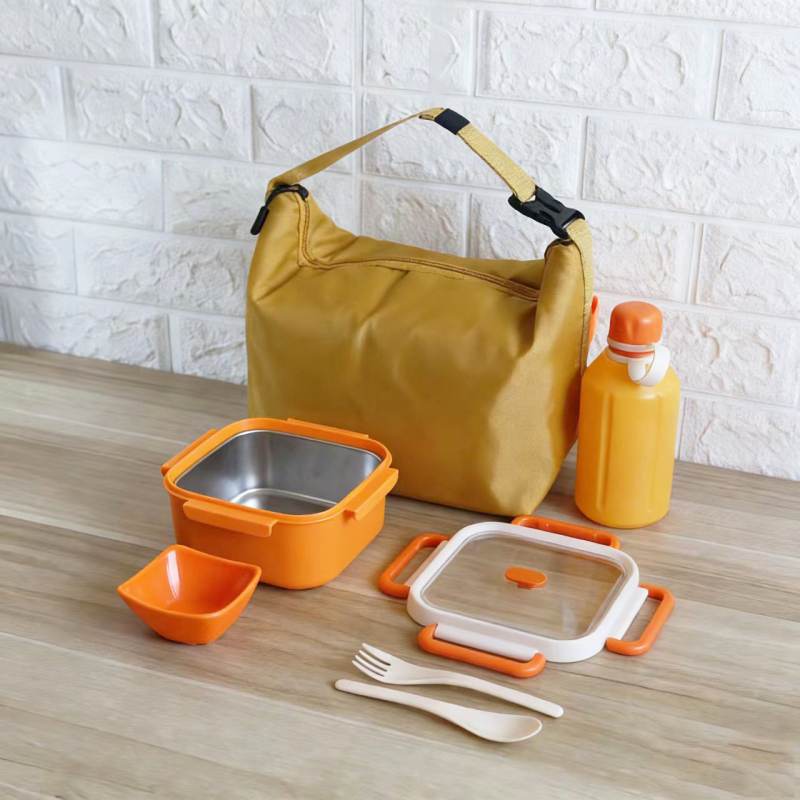 Σετ κουτιών γεύματος για ταξίδι — μινιμαλιστικός ορθογώνιος σχεδιασμός, χωρητικότητας 1–2L, υλικό πλαστικό + 304 ανοξείδωτος χάλυβας, κατάλληλο για φούρνο μικροκυμάτων