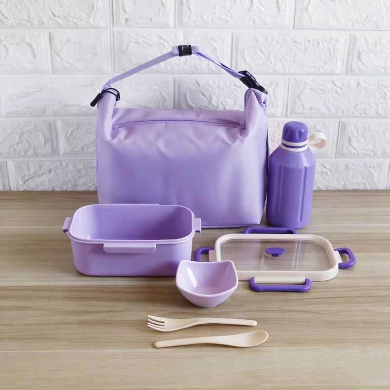 Σετ κουτιών γεύματος για ταξίδι — μινιμαλιστικός ορθογώνιος σχεδιασμός, χωρητικότητας 1–2L, υλικό πλαστικό + 304 ανοξείδωτος χάλυβας, κατάλληλο για φούρνο μικροκυμάτων