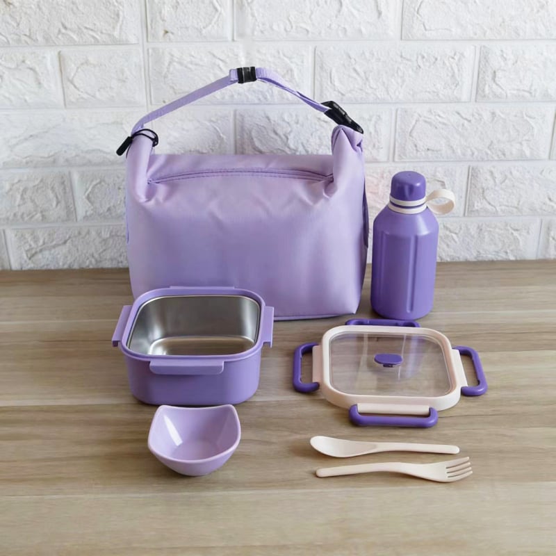 Σετ κουτιών γεύματος για ταξίδι — μινιμαλιστικός ορθογώνιος σχεδιασμός, χωρητικότητας 1–2L, υλικό πλαστικό + 304 ανοξείδωτος χάλυβας, κατάλληλο για φούρνο μικροκυμάτων