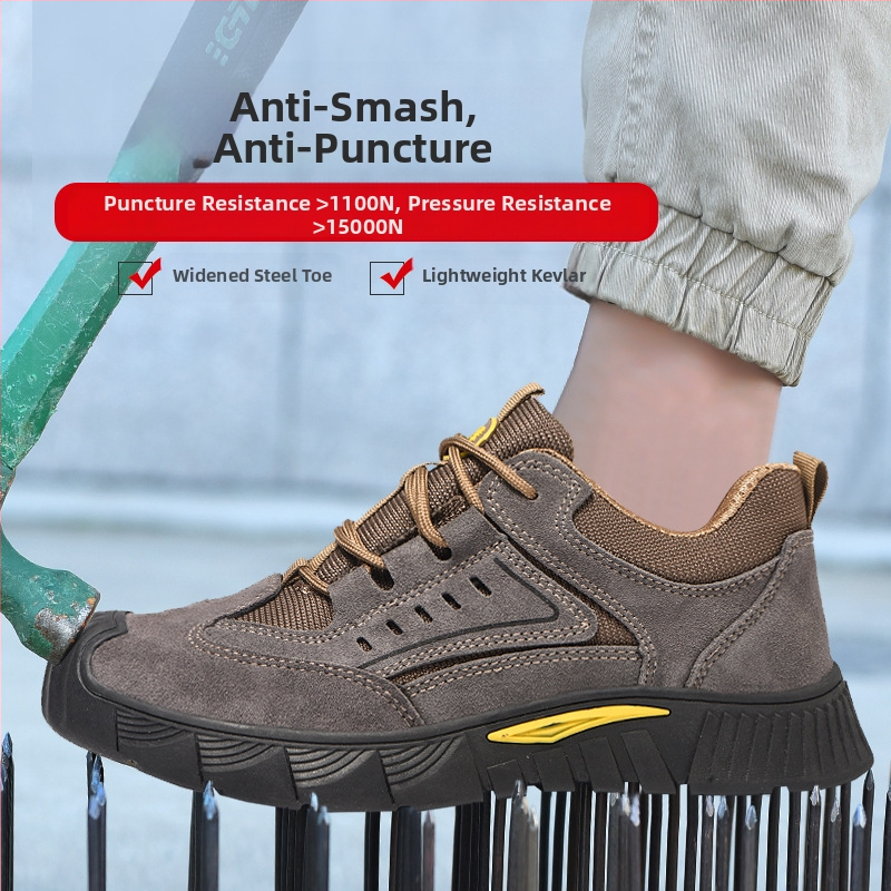 Сигурни работни обувки с изолация; велурова телешка кожа, пластмасов протектор на пръста, нисък горен дизайн, антиударна и антипробивна защита