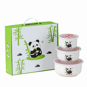 Κεραμικό μπολ διατήρησης φρεσκάδας με σφραγιζόμενο καπάκι, σετ δώρου τριών τεμαχίων για τη Χρονιά του Αλόγου, δυνατότητα εκτύπωσης λογότυπου