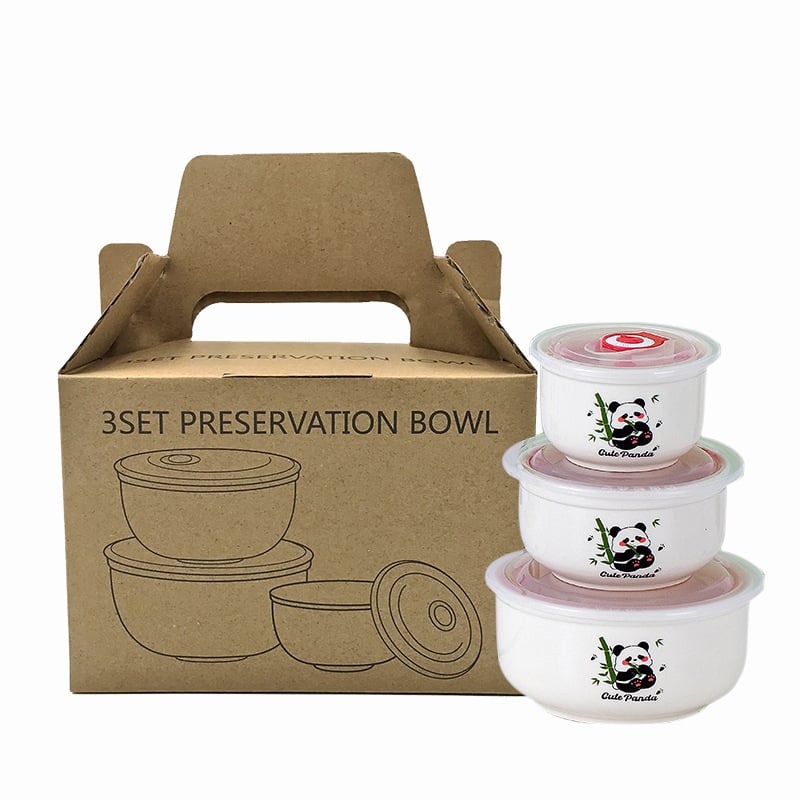 Κεραμικό μπολ διατήρησης φρεσκάδας με σφραγιζόμενο καπάκι, σετ δώρου τριών τεμαχίων για τη Χρονιά του Αλόγου, δυνατότητα εκτύπωσης λογότυπου