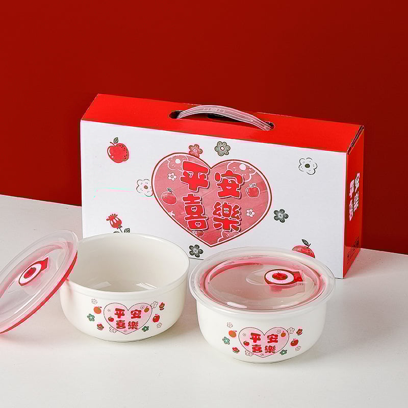 Κεραμικό μπολ διατήρησης φρεσκάδας με σφραγιζόμενο καπάκι, σετ δώρου τριών τεμαχίων για τη Χρονιά του Αλόγου, δυνατότητα εκτύπωσης λογότυπου