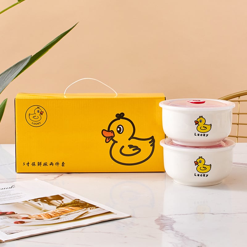 Κεραμικό μπολ διατήρησης φρεσκάδας με σφραγιζόμενο καπάκι, σετ δώρου τριών τεμαχίων για τη Χρονιά του Αλόγου, δυνατότητα εκτύπωσης λογότυπου