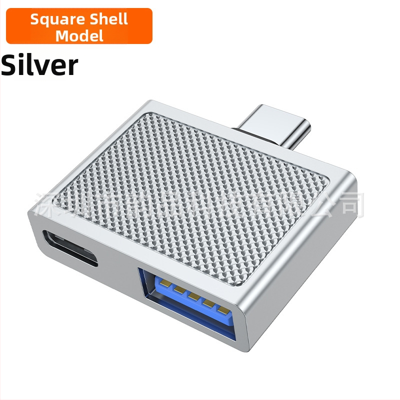 Type-C 90° dvojportový adaptér, PD100W rýchle nabíjanie, USB 3.0, OTG, telo zo zinkovej zliatiny