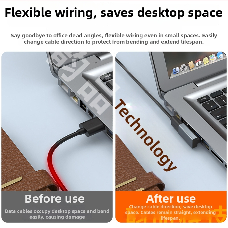 Adaptor USB 2.0 unghiular 90°, M–F, conector dublu blind, pentru laptop și încărcare în mașină, compatibil cu Huawei, Samsung, Xiaomi, Oppo