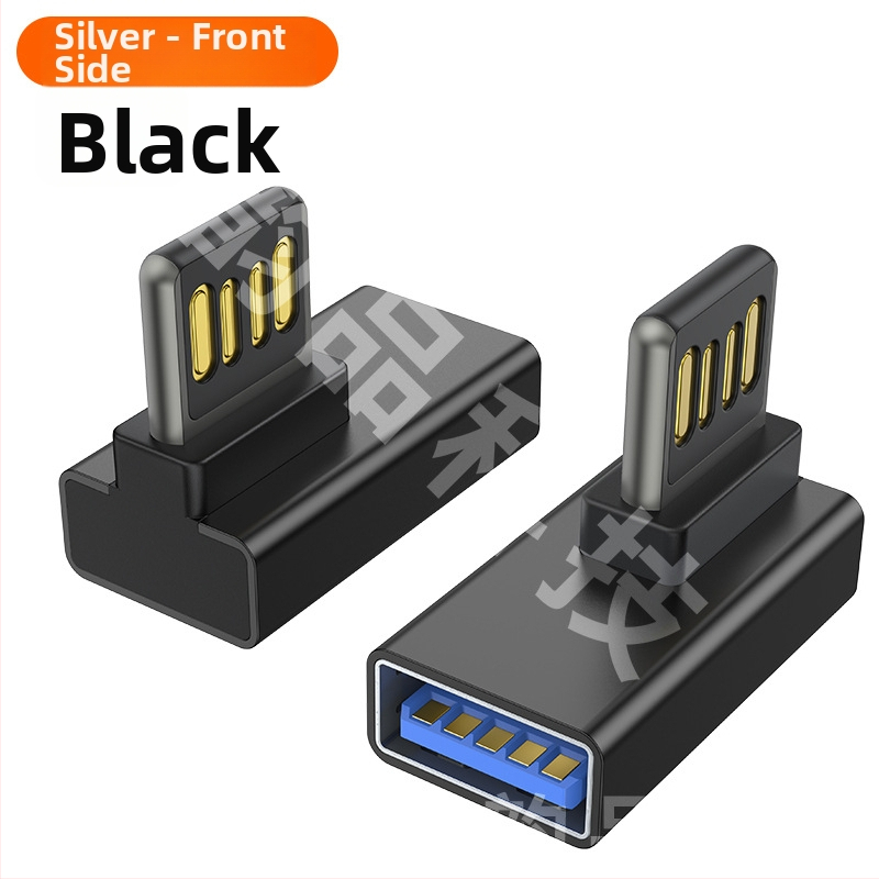 Adaptor USB 2.0 unghiular 90°, M–F, conector dublu blind, pentru laptop și încărcare în mașină, compatibil cu Huawei, Samsung, Xiaomi, Oppo