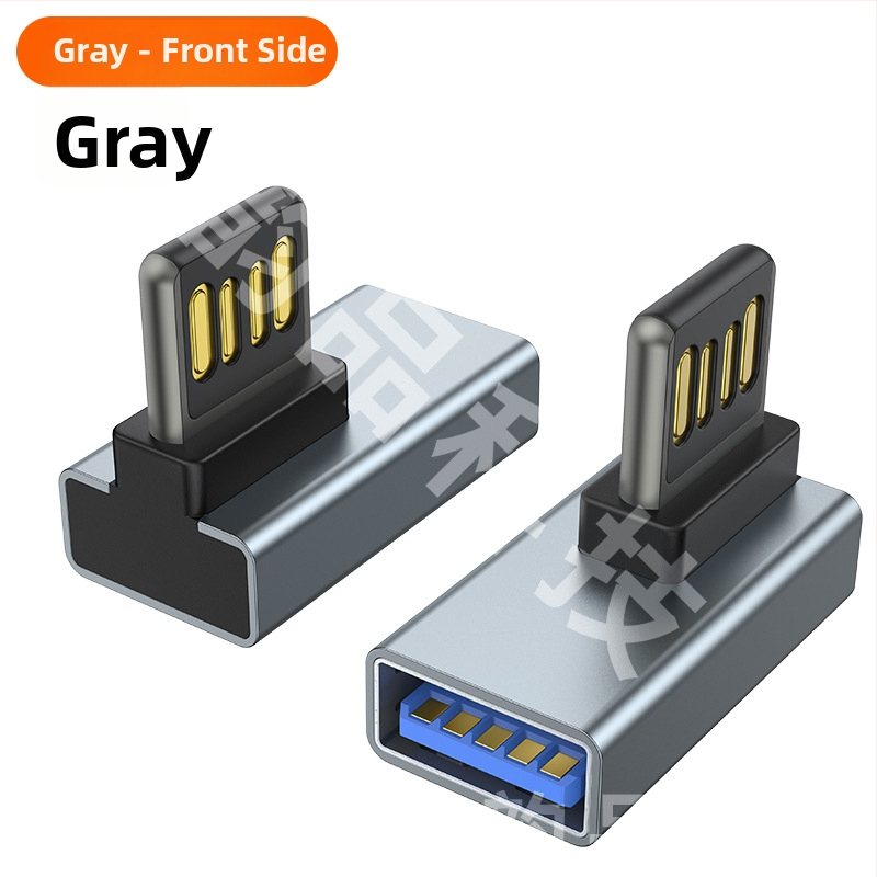 Adaptor USB 2.0 unghiular 90°, M–F, conector dublu blind, pentru laptop și încărcare în mașină, compatibil cu Huawei, Samsung, Xiaomi, Oppo