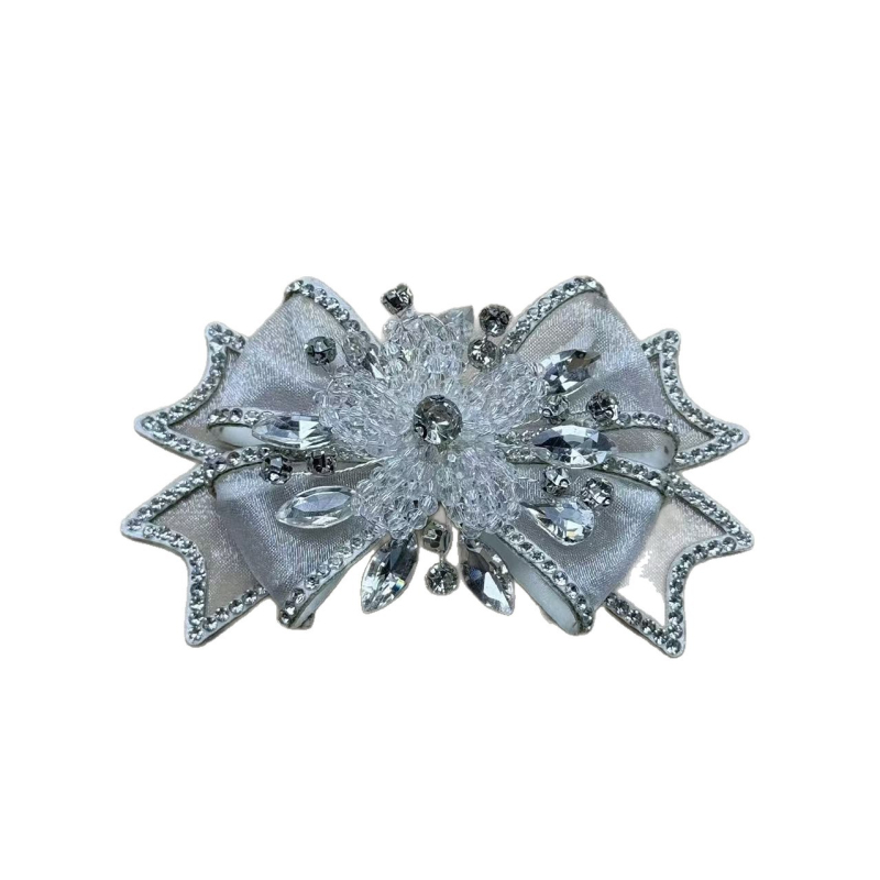 Cipele cvjetni ukrasi s mašnom i kristalima, odvojivi, za balerinke i svadbene cipele, model 100176, materijal Netsha