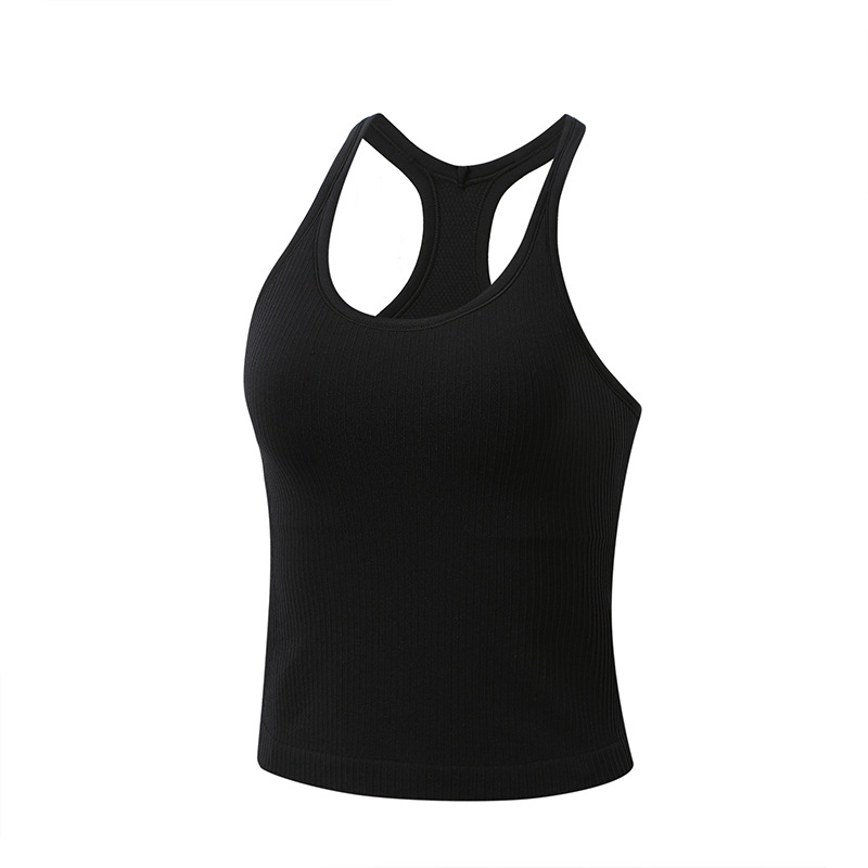 Joga top‑vest s 3/4 šalice, oblikovana šalica, odvojiva traka za vrat, glavni materijal 90% najlon, podstava 10% najlon