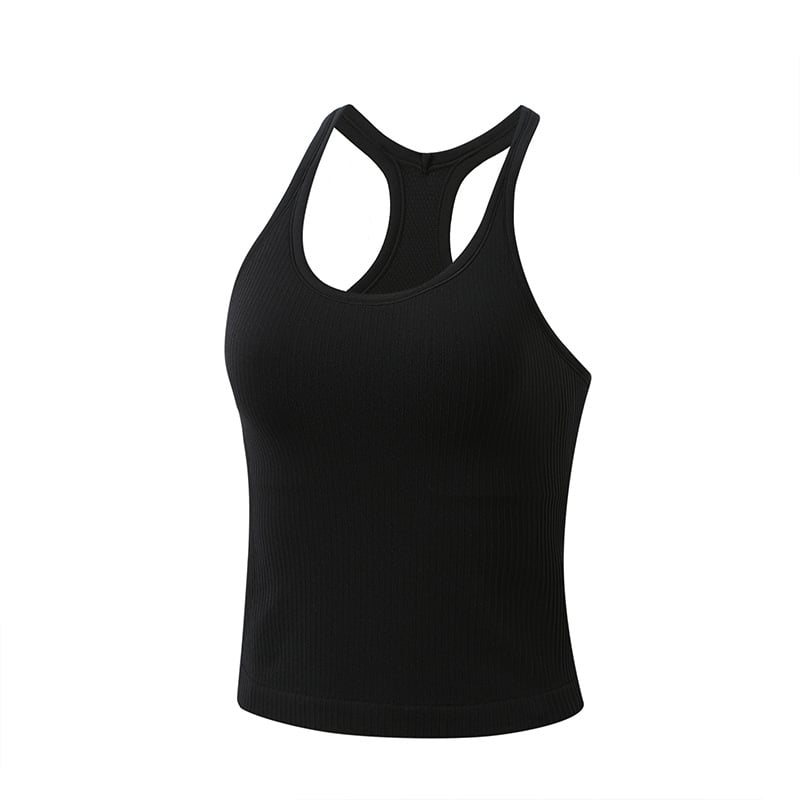 Joga top‑vest s 3/4 šalice, oblikovana šalica, odvojiva traka za vrat, glavni materijal 90% najlon, podstava 10% najlon