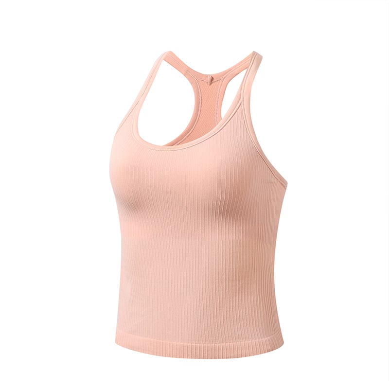 Joga top‑vest s 3/4 šalice, oblikovana šalica, odvojiva traka za vrat, glavni materijal 90% najlon, podstava 10% najlon