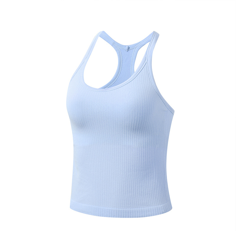 Joga top‑vest s 3/4 šalice, oblikovana šalica, odvojiva traka za vrat, glavni materijal 90% najlon, podstava 10% najlon