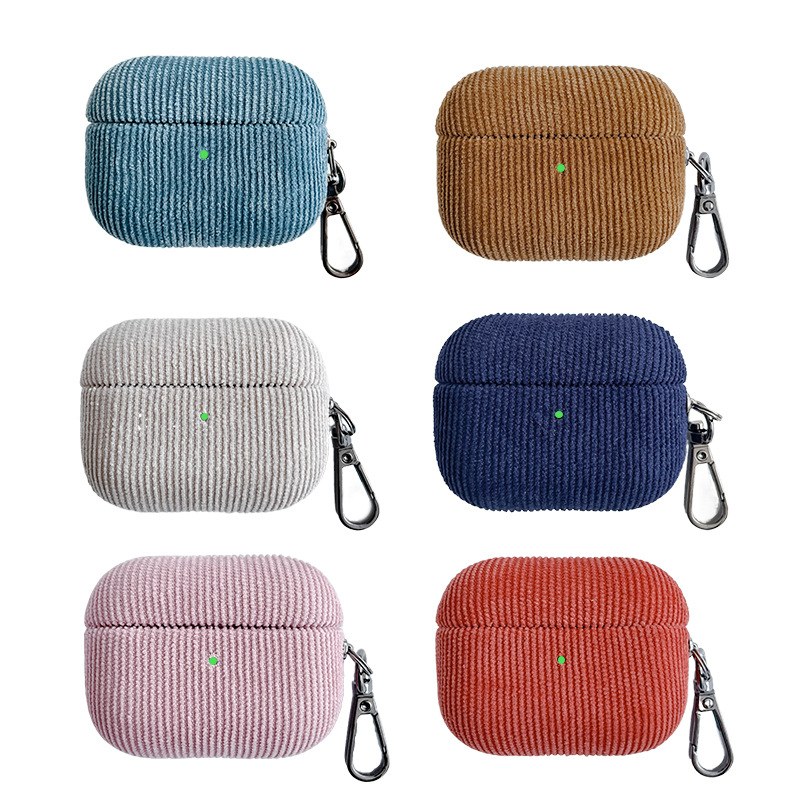 Corduroy zaštitna futrola za AirPods 4 i AirPods Pro 3 s kopčom, jednofarbna
