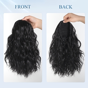 Youju perika s repom: s vezicom za stezanje, valovita kosa, vlakno visokotemperaturnog svile, model PY151-2