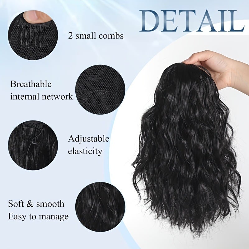 Youju perika s repom: s vezicom za stezanje, valovita kosa, vlakno visokotemperaturnog svile, model PY151-2