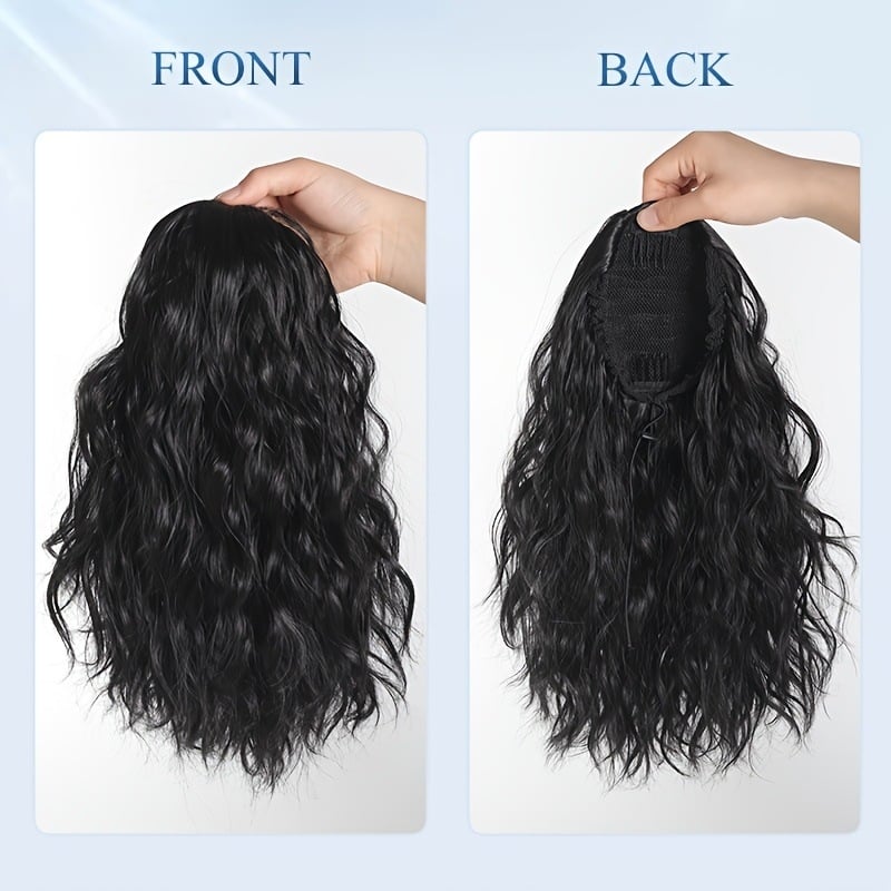 Youju perika s repom: s vezicom za stezanje, valovita kosa, vlakno visokotemperaturnog svile, model PY151-2