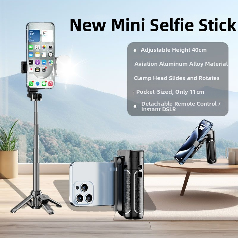 Z40 Bluetooth Selfie Tyč s diaľkovým ovládaním, ABS+ hliníková zliatina, štvornohá podpera a svetelný doplnok
