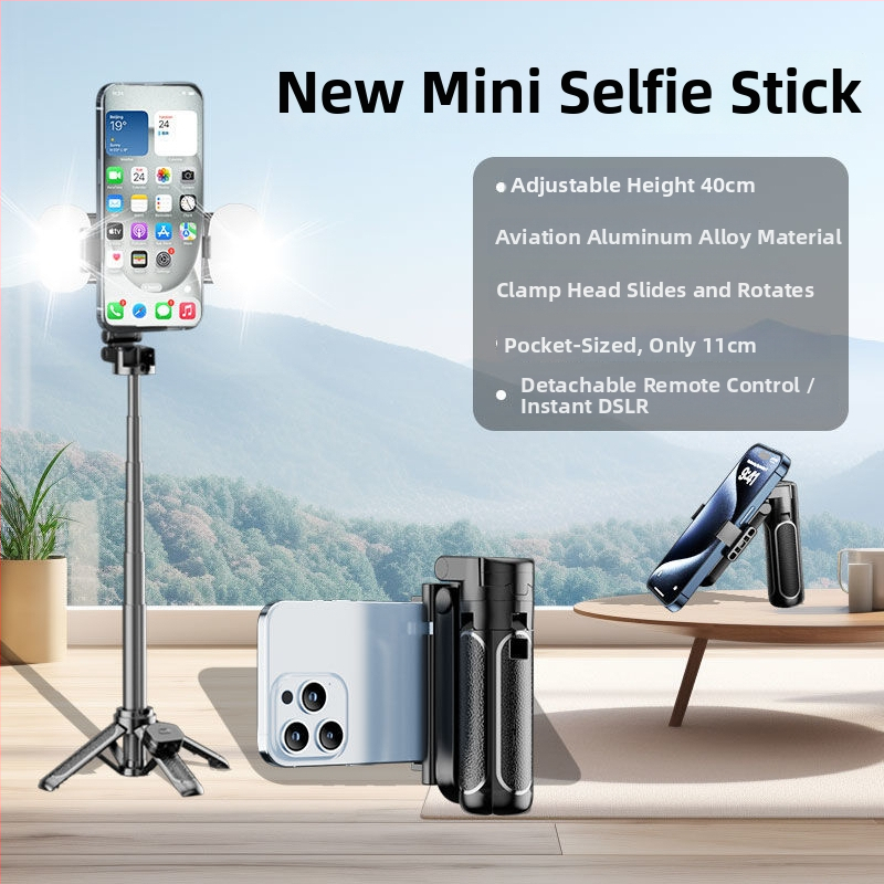 Z40 Bluetooth Selfie Tyč s diaľkovým ovládaním, ABS+ hliníková zliatina, štvornohá podpera a svetelný doplnok