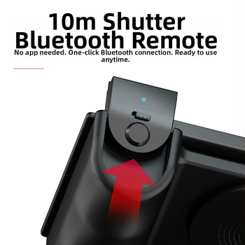 Stick de selfie Bluetooth magnetic cu încărcare wireless și suport desktop 3-în-1, stabilizare a imaginii încorporată, telecomandă inclusă