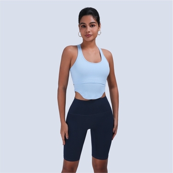 Ženski sportski grudnjak visokog intenziteta i jednodelni jog top s otvorenim leđima, brzo se suši nylon/elastan, sastav 92%/8%, duljina do struka, ugrađene jastučiće