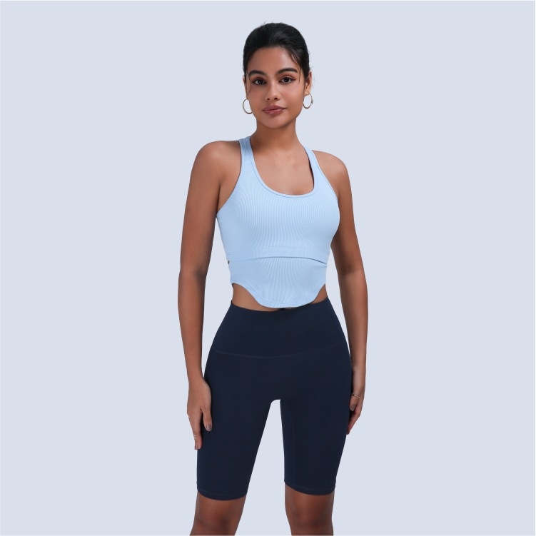 Ženski sportski grudnjak visokog intenziteta i jednodelni jog top s otvorenim leđima, brzo se suši nylon/elastan, sastav 92%/8%, duljina do struka, ugrađene jastučiće
