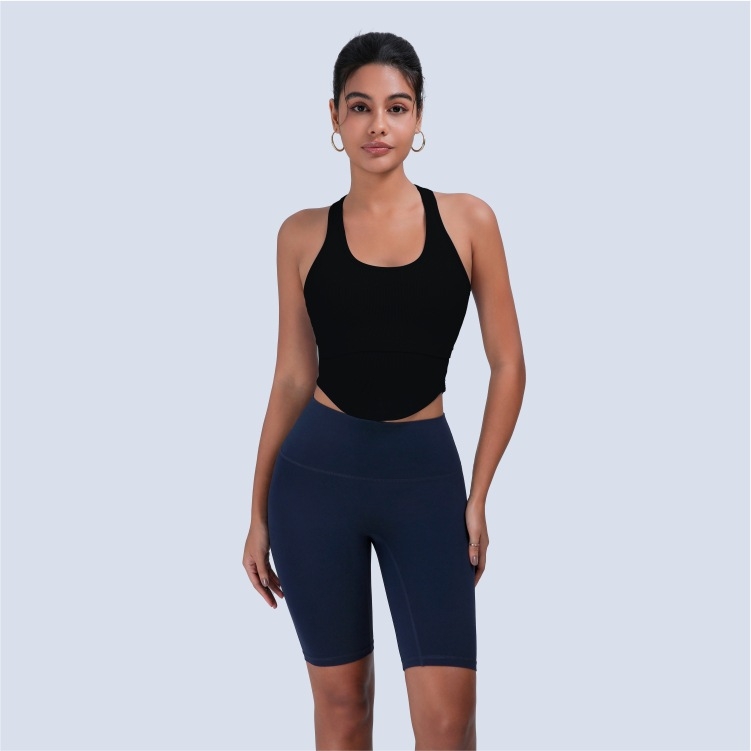 Ženski sportski grudnjak visokog intenziteta i jednodelni jog top s otvorenim leđima, brzo se suši nylon/elastan, sastav 92%/8%, duljina do struka, ugrađene jastučiće