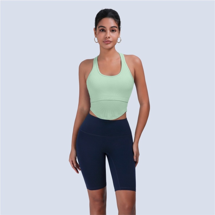 Ženski sportski grudnjak visokog intenziteta i jednodelni jog top s otvorenim leđima, brzo se suši nylon/elastan, sastav 92%/8%, duljina do struka, ugrađene jastučiće
