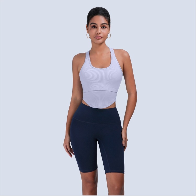 Ženski sportski grudnjak visokog intenziteta i jednodelni jog top s otvorenim leđima, brzo se suši nylon/elastan, sastav 92%/8%, duljina do struka, ugrađene jastučiće