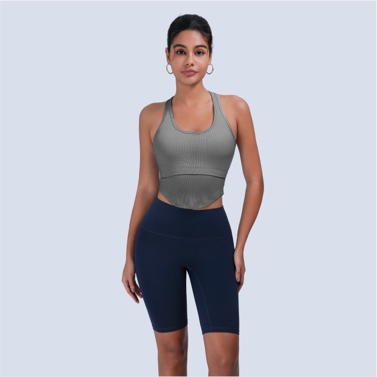 Ženski sportski grudnjak visokog intenziteta i jednodelni jog top s otvorenim leđima, brzo se suši nylon/elastan, sastav 92%/8%, duljina do struka, ugrađene jastučiće