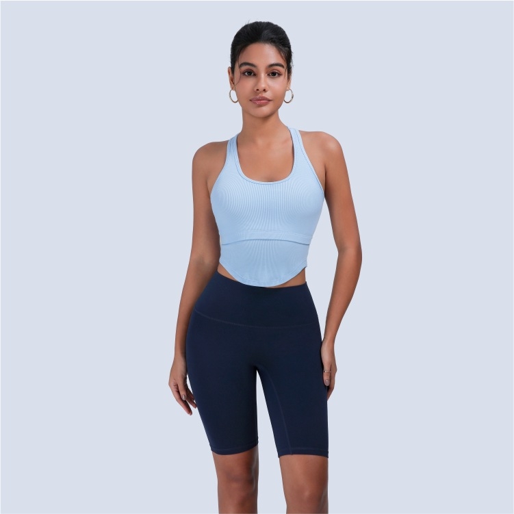 Ženski sportski grudnjak visokog intenziteta i jednodelni jog top s otvorenim leđima, brzo se suši nylon/elastan, sastav 92%/8%, duljina do struka, ugrađene jastučiće
