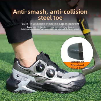 NEWKA Работни обувки за безопасност с антипробив и антиудар, TPU лист + стоманена телена мрежа, нисък връх