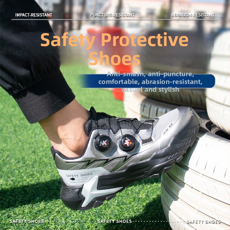 NEWKA Работни обувки за безопасност с антипробив и антиудар, TPU лист + стоманена телена мрежа, нисък връх