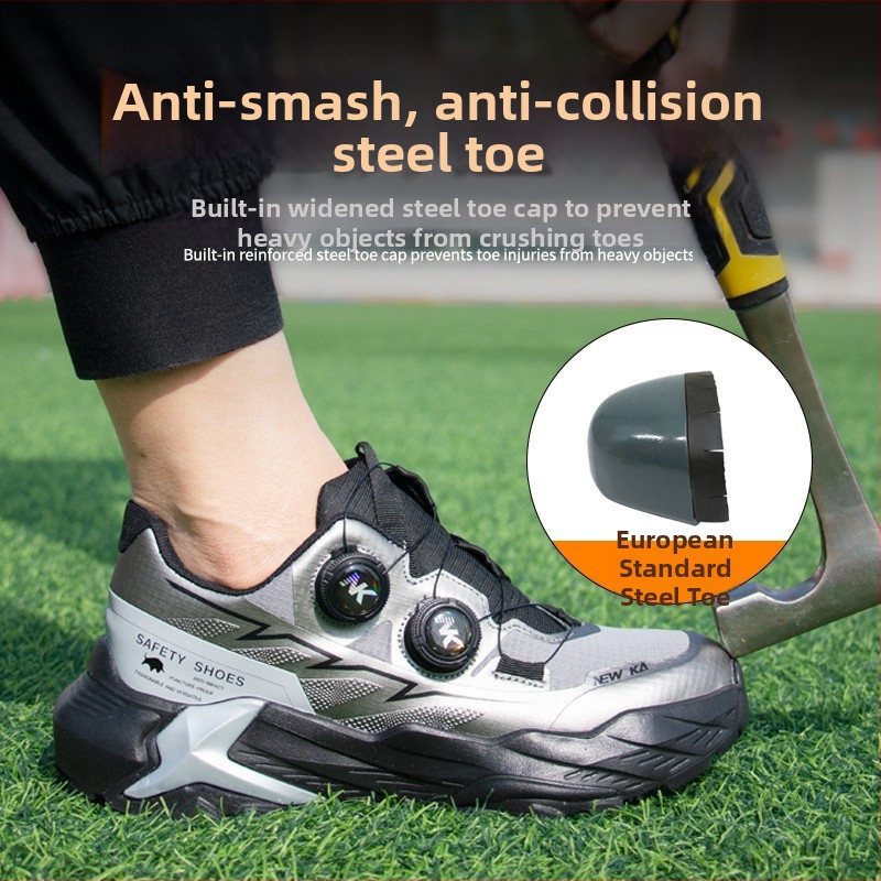 NEWKA Работни обувки за безопасност с антипробив и антиудар, TPU лист + стоманена телена мрежа, нисък връх