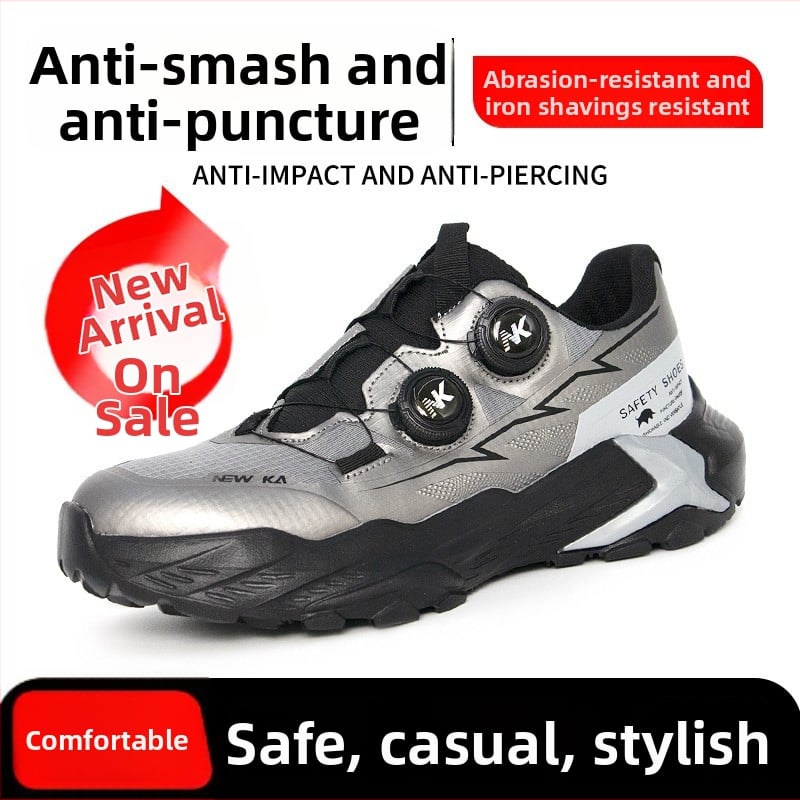 NEWKA Работни обувки за безопасност с антипробив и антиудар, TPU лист + стоманена телена мрежа, нисък връх