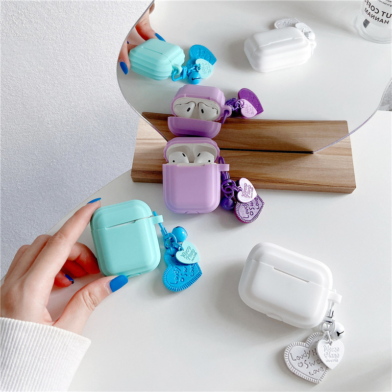 Kućište za AirPods Pro 2. generacije — mekano jednoslojno TPU kućište, fluorescentno zelene boje s dizajnom srca