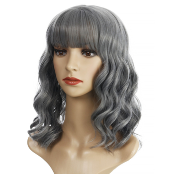 Εξωτική κοντή σγουρή περούκα με φράντζες, μοντέλο WIG-348, ίνες υψηλής θερμοκρασίας θερμοανθεκτικές, όχι κατάλληλη για βαφή με ζεστό χρώμα, ρεαλιστική φυσική εμφάνιση