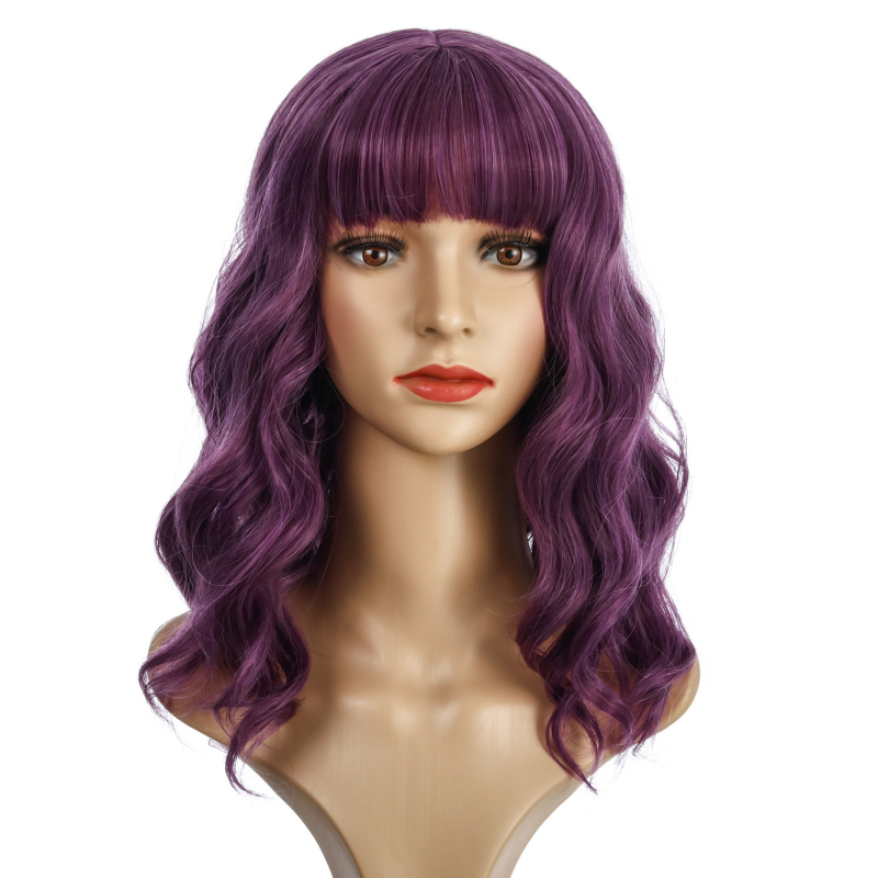 Εξωτική κοντή σγουρή περούκα με φράντζες, μοντέλο WIG-348, ίνες υψηλής θερμοκρασίας θερμοανθεκτικές, όχι κατάλληλη για βαφή με ζεστό χρώμα, ρεαλιστική φυσική εμφάνιση