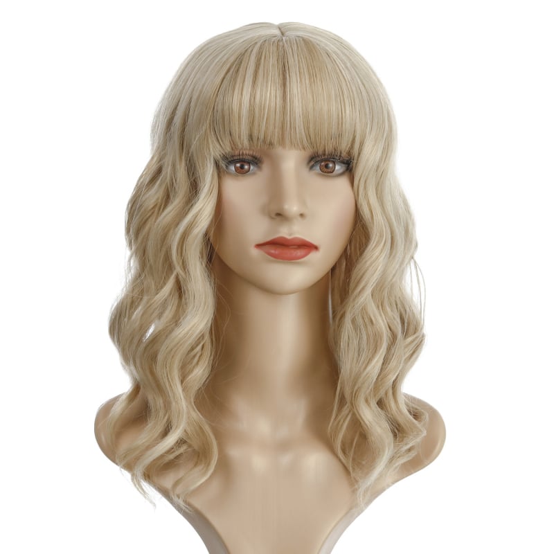 Εξωτική κοντή σγουρή περούκα με φράντζες, μοντέλο WIG-348, ίνες υψηλής θερμοκρασίας θερμοανθεκτικές, όχι κατάλληλη για βαφή με ζεστό χρώμα, ρεαλιστική φυσική εμφάνιση