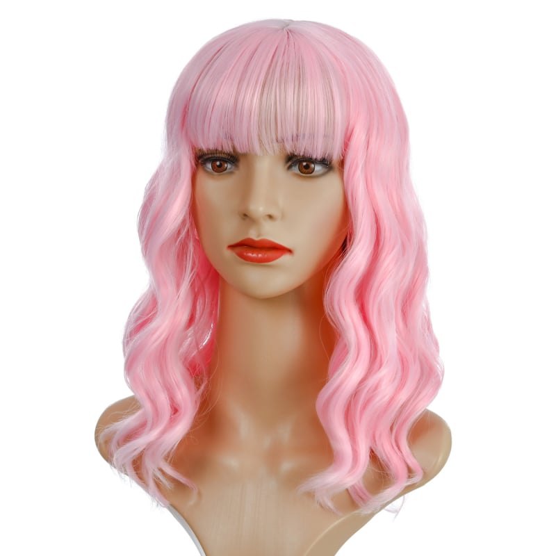 Εξωτική κοντή σγουρή περούκα με φράντζες, μοντέλο WIG-348, ίνες υψηλής θερμοκρασίας θερμοανθεκτικές, όχι κατάλληλη για βαφή με ζεστό χρώμα, ρεαλιστική φυσική εμφάνιση