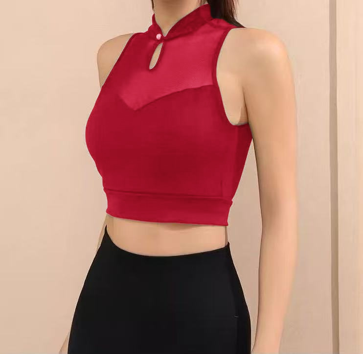 Bezšivni jog top – uski kroj, duljina do struka, dvostrani nylon (85% nylon + 15% spandex), brzo sušenje, mrežasti stražnji dio, s umetkom za podlogu