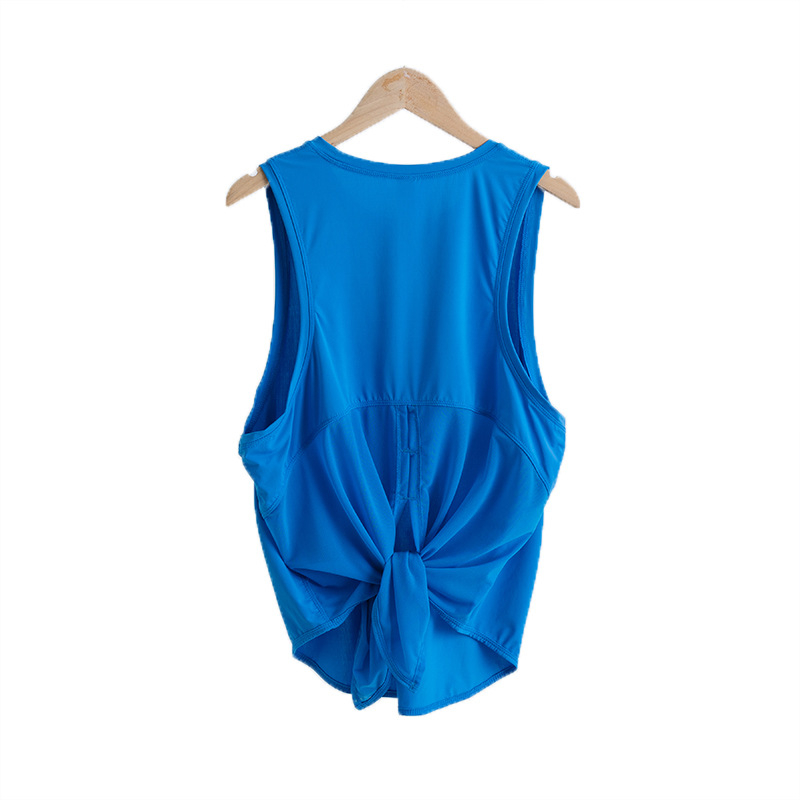 Γυναικείος αμάνικος τοπ γιόγκα, διαπνέον διχτυωτό ύφασμα νάιλον+σπάντεξ, γρήγορο στέγνωμα, μονοχρωματικό σχέδιο, για το τρέξιμο και τη γυμναστική