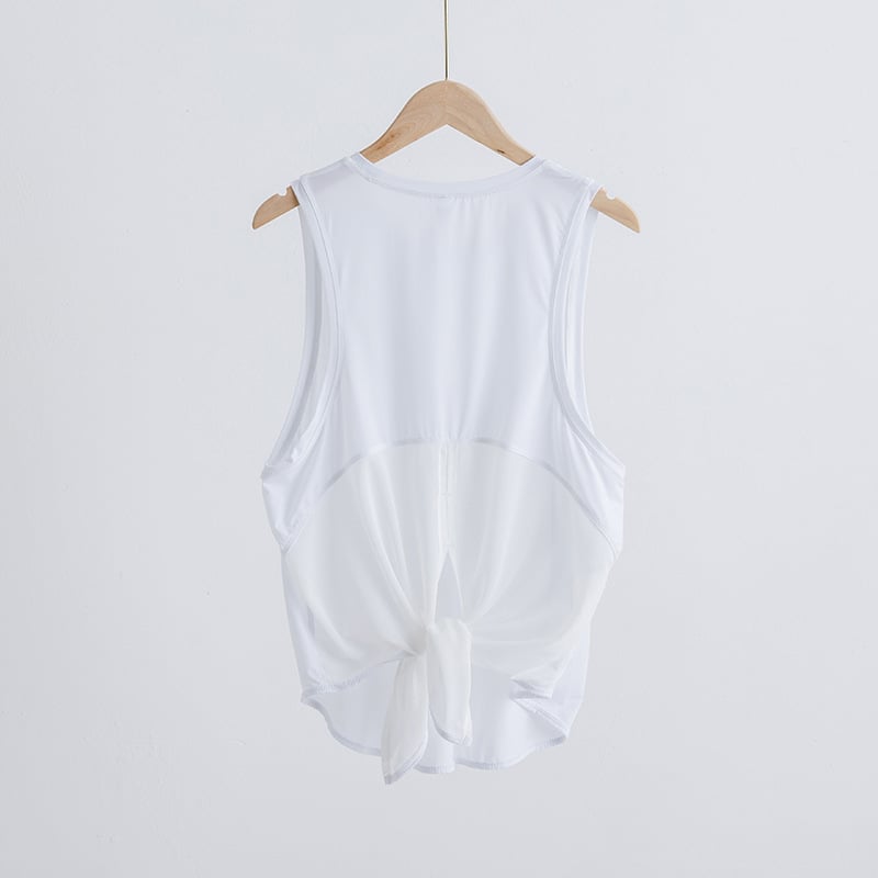 Γυναικείος αμάνικος τοπ γιόγκα, διαπνέον διχτυωτό ύφασμα νάιλον+σπάντεξ, γρήγορο στέγνωμα, μονοχρωματικό σχέδιο, για το τρέξιμο και τη γυμναστική