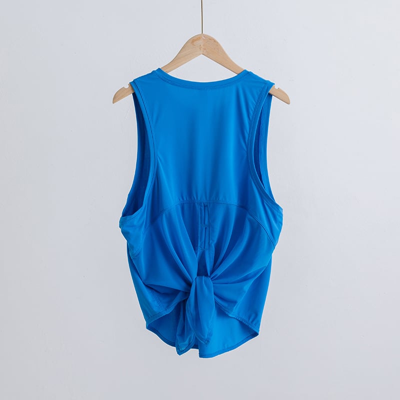 Γυναικείος αμάνικος τοπ γιόγκα, διαπνέον διχτυωτό ύφασμα νάιλον+σπάντεξ, γρήγορο στέγνωμα, μονοχρωματικό σχέδιο, για το τρέξιμο και τη γυμναστική