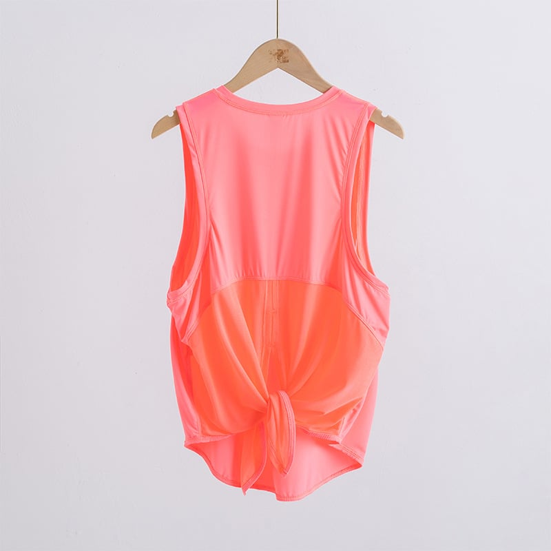 Γυναικείος αμάνικος τοπ γιόγκα, διαπνέον διχτυωτό ύφασμα νάιλον+σπάντεξ, γρήγορο στέγνωμα, μονοχρωματικό σχέδιο, για το τρέξιμο και τη γυμναστική